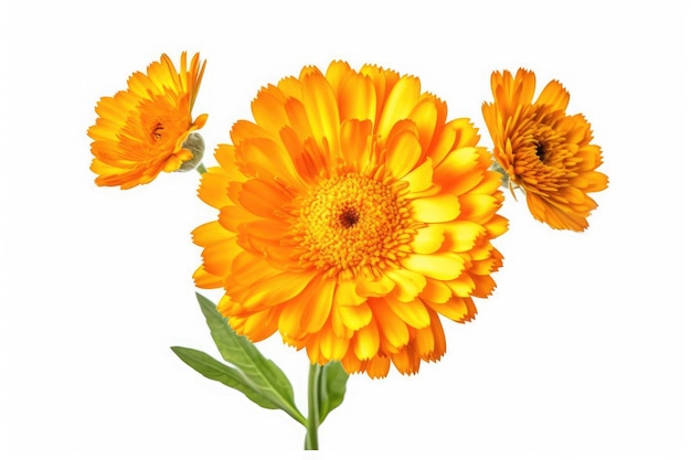 Calendula fleur jardin tropical nature sur fond blanc