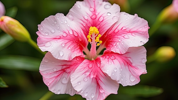 Le calico rose à la fleur