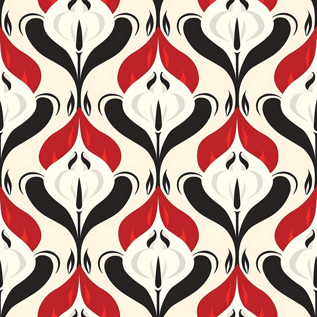 Calla Lily avec des silhouettes de grenouilles et des motifs linéaires avec des carreaux de motif Ikat à l'encre de tatouage artistique sans couture