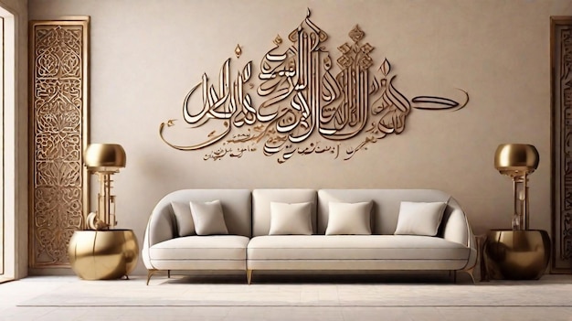 Calligraphie arabe de luxe sur fond islamique de mur blanc