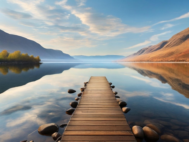 Photo le calme dans la symétrie des lacs la magie du miroir