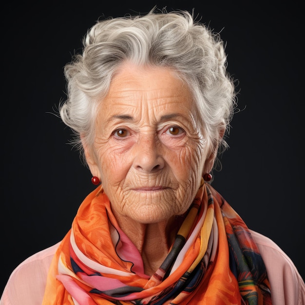 Calme femme blanche de 85 ans photo de studio à la tête