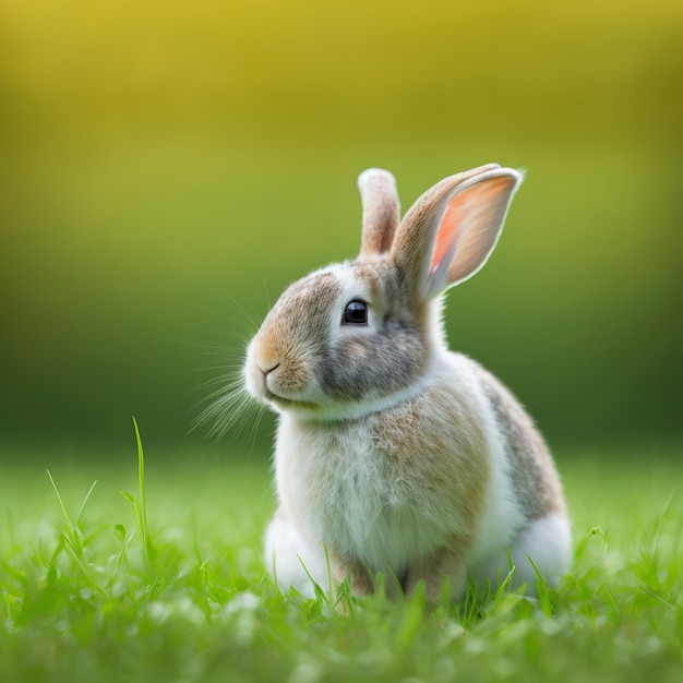 Calme pâques Mini Rex rabbit portrait full body sitting in green field