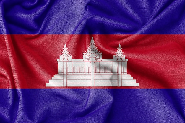 Cambodge pays drapeau fond tissu de soie réaliste