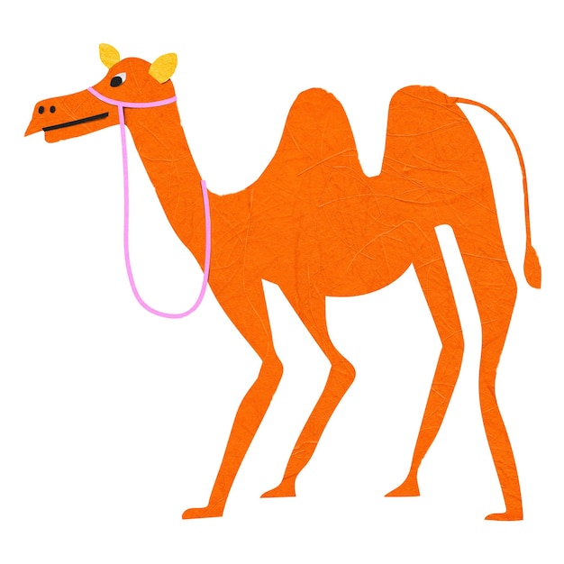 Cameau orange papier png artisanat animal clipart fond transparent