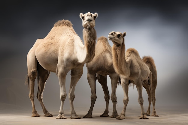 Photo camel et deux animaux en voyage de compagnie sur une surface blanche ou claire png arrière-plan transparent