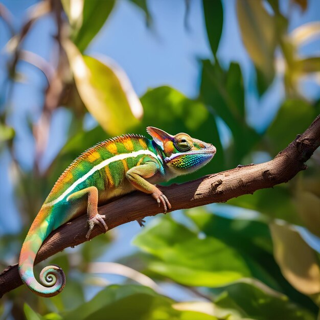 un caméléon sur une branche