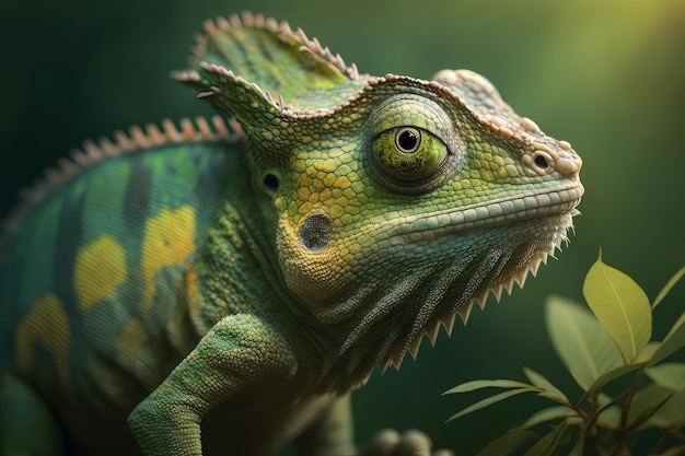 Caméléon Le concept de déguisement et de peaux brillantes Exotic Tropical Pet Generative AI