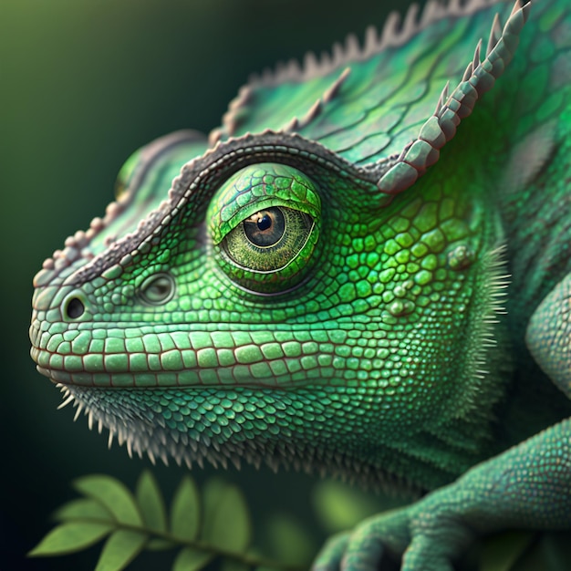 Caméléon de couleur verte Créé avec la technologie Generative AI