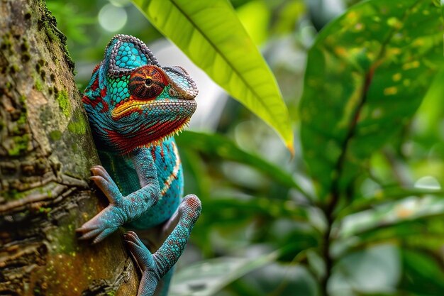 Un caméléon dans la jungle