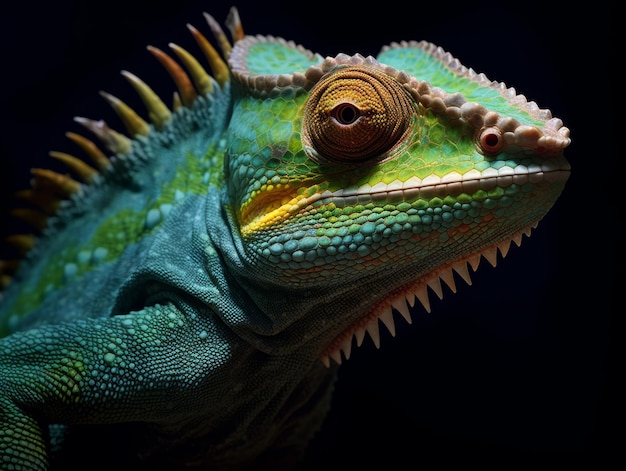 Le caméléon en gros plan