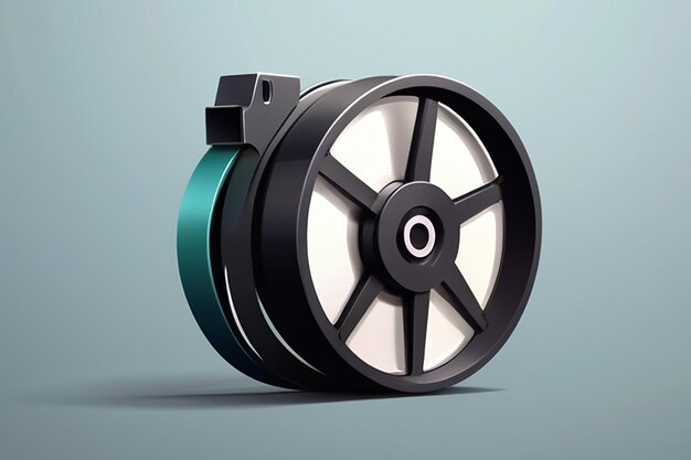 Caméra ou bobine de bande de film Cinématographie multimédia Concept de diffusion Icône vectorielle 3D