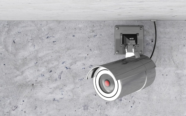 Caméra CCTV métallique moderne sur le plafond