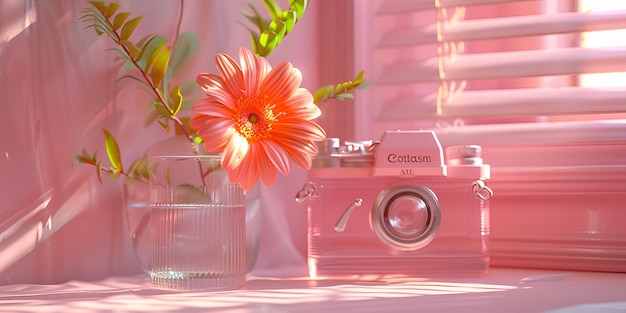 une caméra rose et blanche avec le mot Colgate dessus