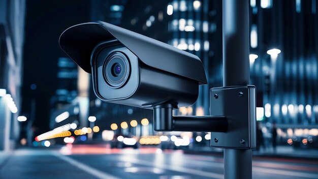 Photo caméra de sécurité de rendu 3d ou caméra de cctv en plein air