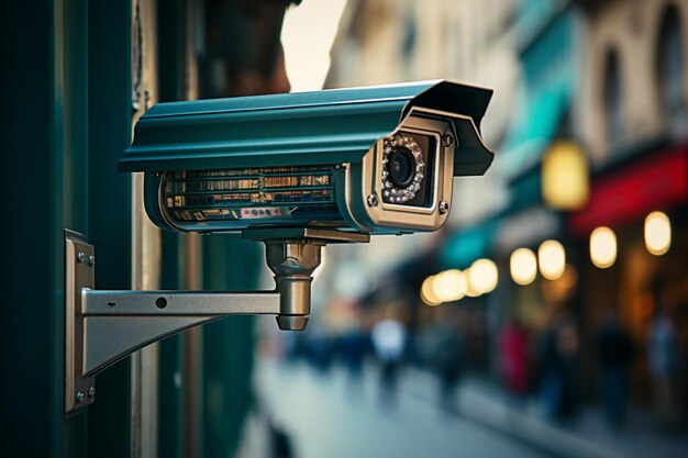 La caméra de surveillance CCTV assure la sécurité du trafic sur une route urbaine très fréquentée