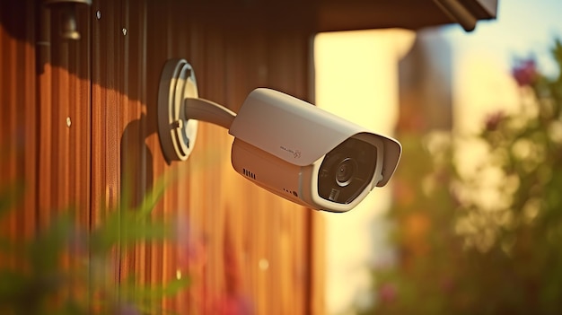 Une caméra de surveillance devant une maison.