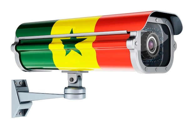 Caméra de surveillance avec rendu 3D du drapeau sénégalais