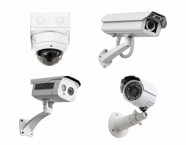 Caméras de sécurité sur fond blanc