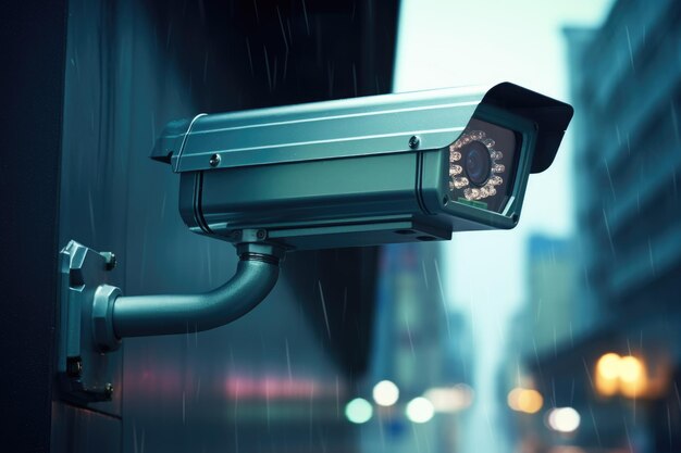 Caméras de surveillance CCTV et caméras de sécurité CCTV dans les bâtiments de bureaux modernes Ai générés