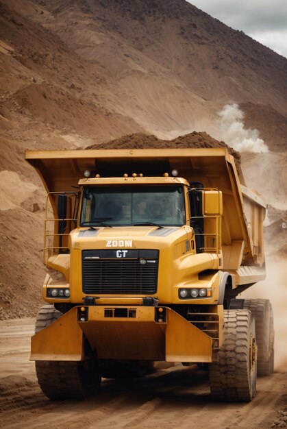 camion de décharge de charge de travail roche et matériaux sur le site d'extraction