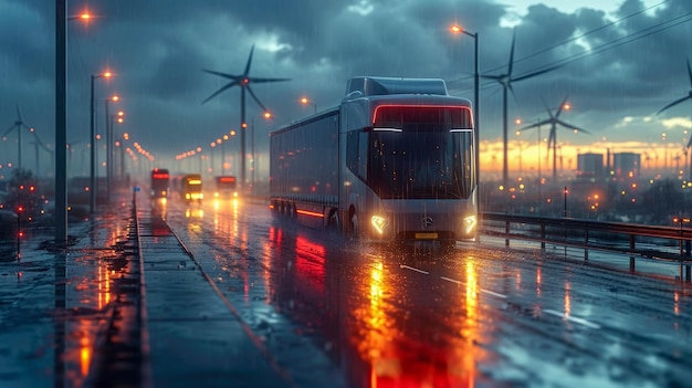 Camion électrique sans pilote pour le transport de marchandises et les centrales électriques tournantes sur l'écho de fond