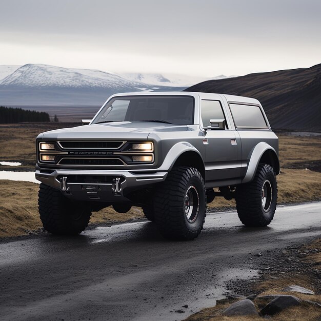 Photo un camion ford noir avec le mot lg sur le côté