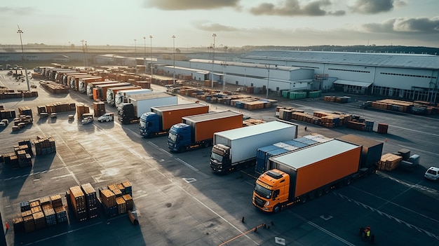 Camion de fret dans le bâtiment de l'entrepôt