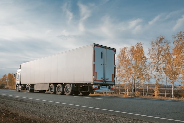 Camion de fret sur la route.