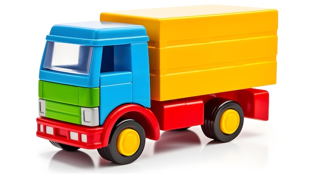 Photo camion jouet coloré isolé sur fond blanc
