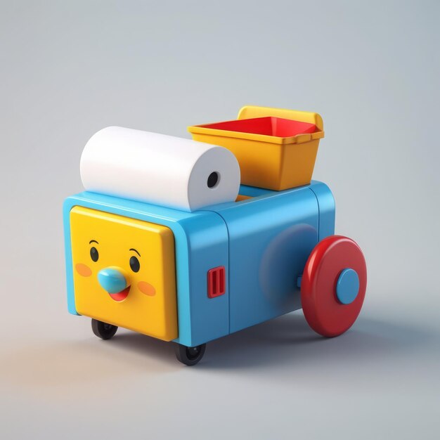 camion jouet avec rouleau de papier sur fond gris camion jouet avec rouleau de papier sur fond gris mignon