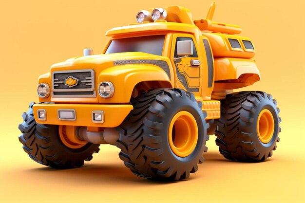 un camion de jouets jaune avec un couvercle jaune et le mot le mot sur le côté