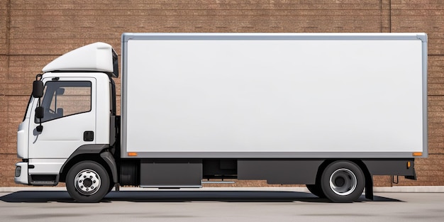 camion de livraison blanc vue latérale publicité de camion de fret