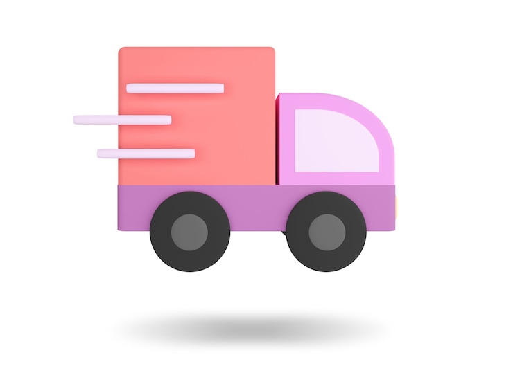 Photo camion de livraison. icône d'achat en ligne. illustration de rendu 3d.