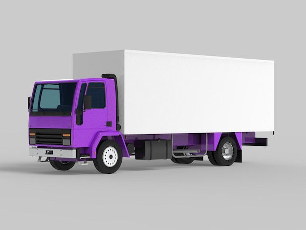 Camion de livraison rendu 3D isolé sur fond blanc