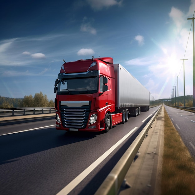 Camion de marchandises sur l'autoroute journée ensoleillée