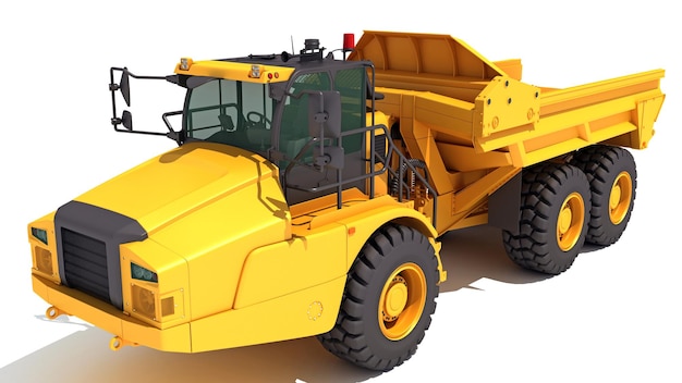 Camion minier articulé d rendu sur fond blanc