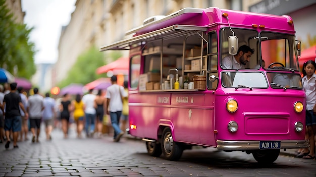 Photo un camion de nourriture de rue à barcelone, en espagne