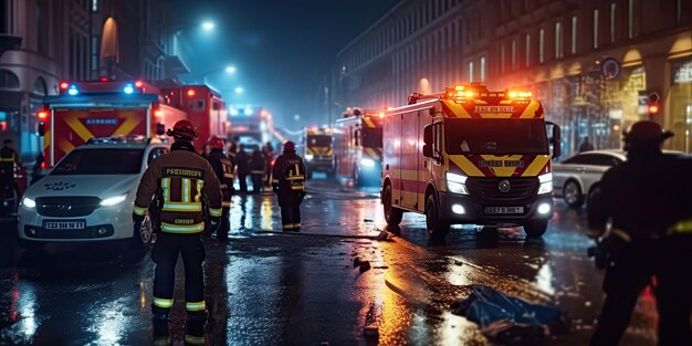 un camion de pompiers avec le numéro 1 à l'arrière