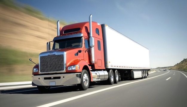 Photo un camion puissant sur l'autoroute