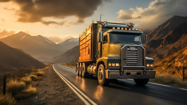 Photo un camion avec une remorque sur la route