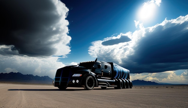 Un camion avec un réservoir sur le côté