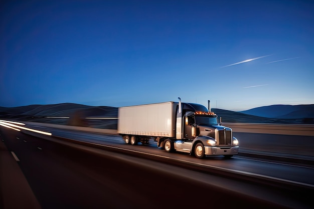 Camion roulant sur la route la nuit