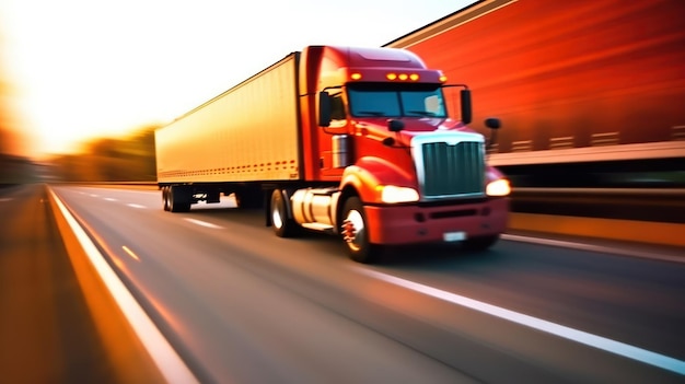 camion roulant à vitesse rapide sur l'autoroute