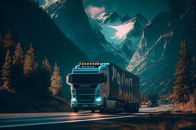 Le camion roule sur l'autoroute Generative AI