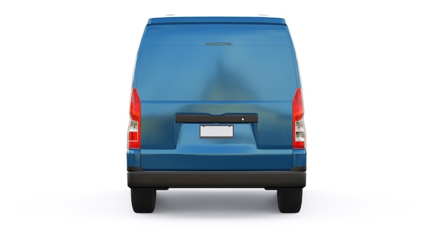 Camionnette commerciale bleue pour le transport de petites charges dans la ville sur fond blanc Corps vierge pour votre conception illustration 3d