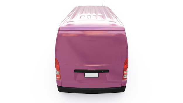 Camionnette commerciale rose pour le transport de petites charges dans la ville sur fond blanc Corps vierge pour votre conception illustration 3d