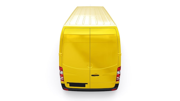 Camionnette commerciale de taille moyenne jaune sur fond blanc Un corps vierge pour l'application de vos inscriptions et logos de conception illustration 3d