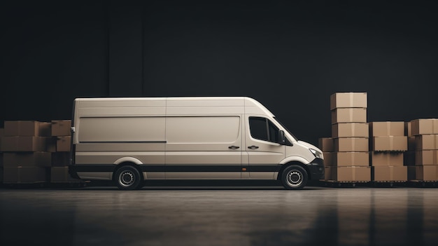Camionnette de service de livraison ou de déménagement pleine de carton généré par Al