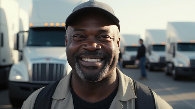 Photo un camionneur afro-américain énergique dépeint la vigueur de l'industrie des transports